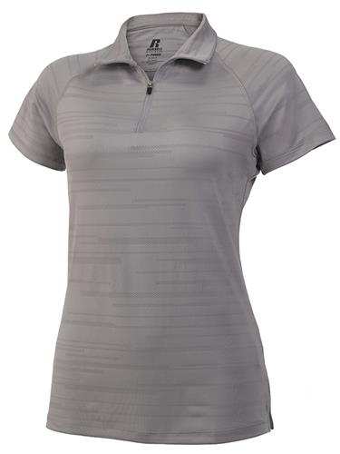 Russell Women Small Cooling Striated White Polo CO
