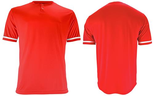 Adult & Youth Two-Button Henley Short-Sleeve Baseball & Softball Jersey. Decorated in seven days or less.