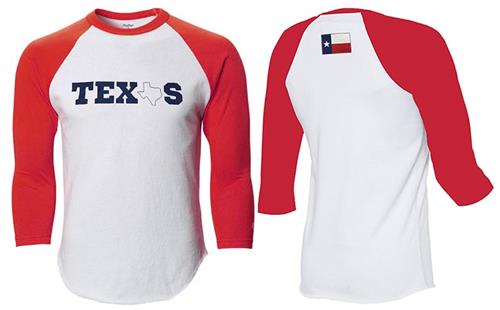 Youth Small (YS) "WHITE/SCARLET" Texas Baseball Shirt C/O