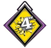 Excel 3" Purple Medal Bust Out 4th Place Mylar