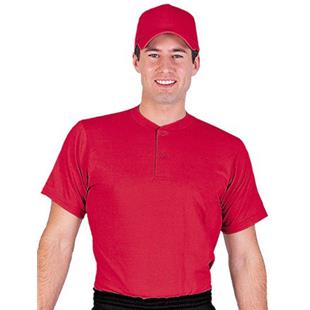Champro Heater Men's 2-Button Piped Baseball Jersey, L / Scarlet/White