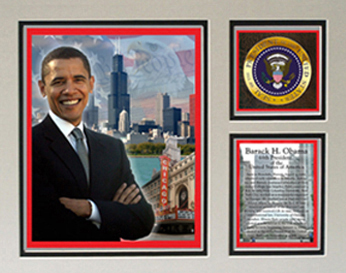 Encore Brandz Barack Obama Chicago Matted Print