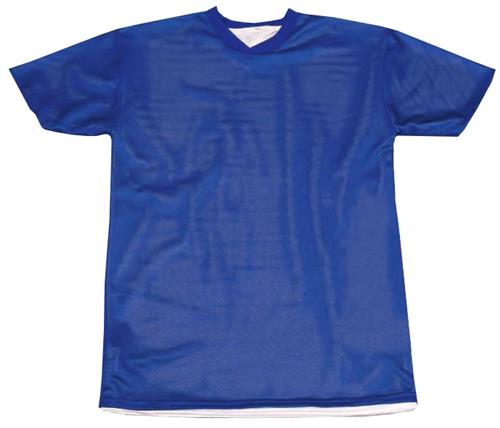 Adult Large (AL) Royal/White Reversible V-Neck Soccer Jerseys-CO