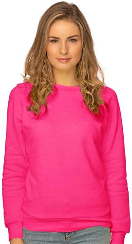 Royal Apparel Womens Neon Fleece Raglan Sweatshirt. Decorated in seven days or less.