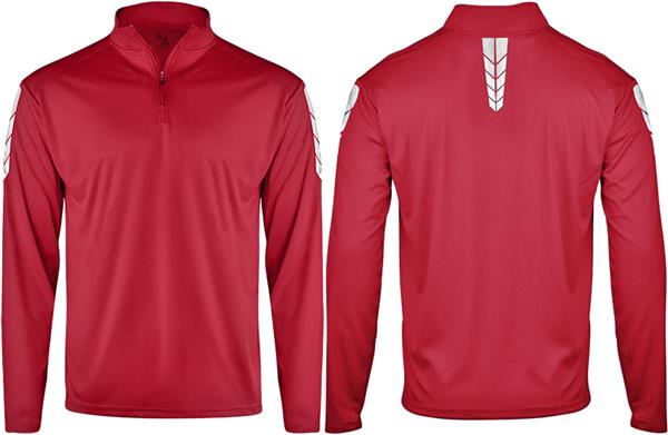 berw22 　おざ　 14531-303 シルバー×レッド Badger Adult Metallic 1/4 Zip Jacket | Epic Sports