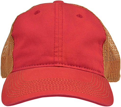 The Game Heritage Back-Mesh Snapback Trucker Cap (Orange,Red,Navy). Embroidery is available on this item.