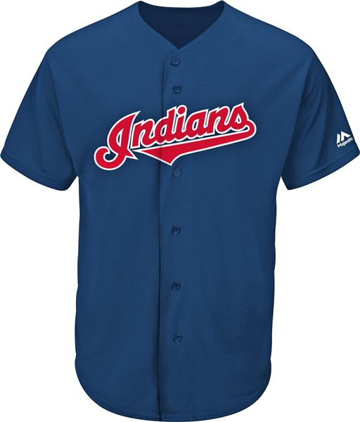 CLEVELAND INDIANS MLB MAJESTIC AUTHENTIC COOL BASE ADULT NAVY BLUE