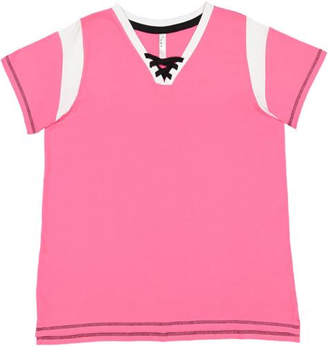 LAT Sportswear Ladies Curvy Gameday Lace-up Tee. Printing is available for this item.