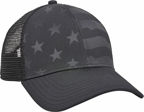 OC Sports Debossed American Flag Mesh Back Cap USA-750M. Embroidery is available on this item.
