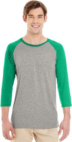 Jerzees Adult 4.5 oz TRI-BLEND Baseball Raglan Tee. Printing is available for this item.