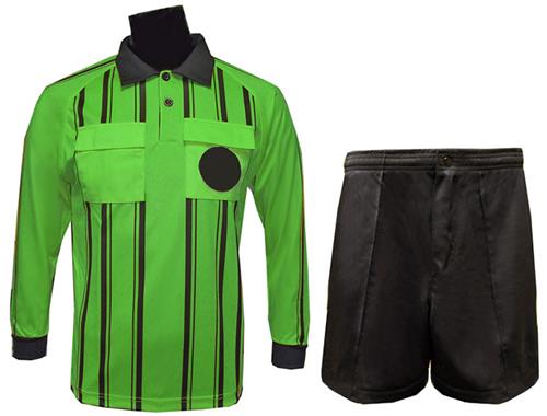 Soccer Referee Long Sleeve Lime Jersey Short Kit