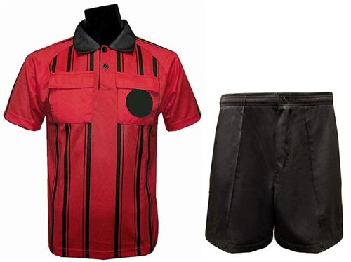 Soccer Referee Short Sleeve Red Jersey Short Kit
