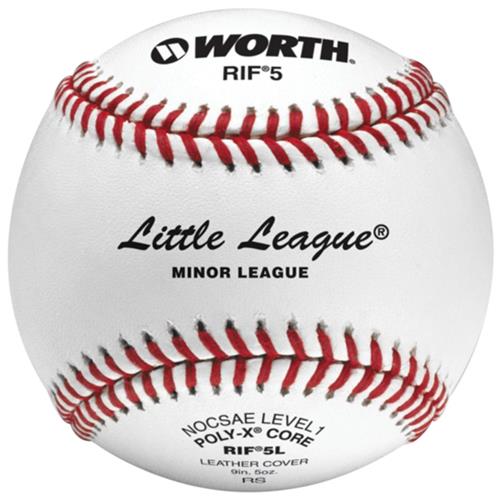 Worth 9" RIF 5 Little League Leather Baseballs