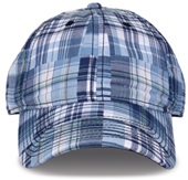 The Game Relaxed Madras Ball Cap Adjustable Size (Blue Plaid)