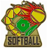 Epic 2.5" Sport Burst Gold Softball Award Medals