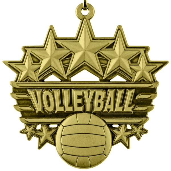 Epic 2 3/8" Arched Stars Volleyball Award Medals Volleyball Equipment