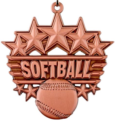 Epic 2 3/8" Arched Stars Softball Award Medals