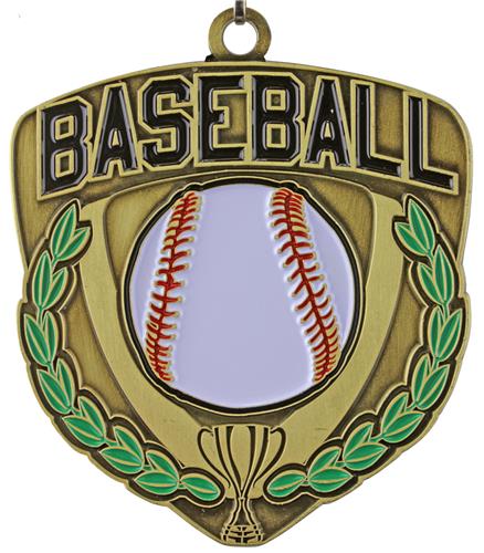 Epic 2.5" Sport Shield Gold Baseball Award Medals