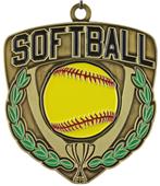 Epic 2.5" Sport Shield Gold Softball Award Medals