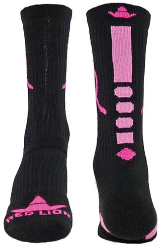 Adult Small 6-8.5 Breast Cancer Awareness Ribbon Crew Socks