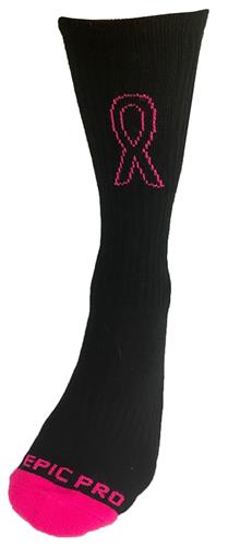 Crew Breast Cancer Black Top Rank Pink Ribbon Sock PAIR