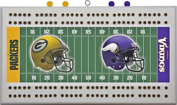 Green Bay Packers vs. Minnesota Vikings Football Cribbage Board