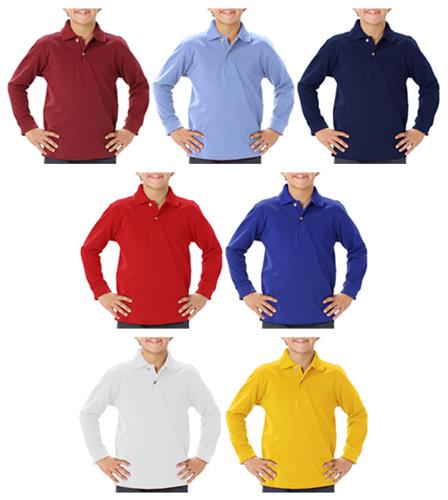 Blue Generation Youth LS Pique Polo Shirts