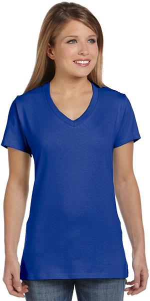 Hanes Ladies Ringspun Cotton nano-T V-Neck T-Shirt - Cheerleading ...