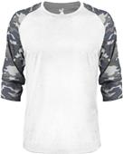 Badger Mens Vintage Camo Baseball Tee Badger Mens Vintage Camo Baseball Tee