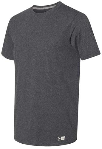 Mens AM Black/Heather Odor/Wicking UPF30 Tee. Printing is available for this item.