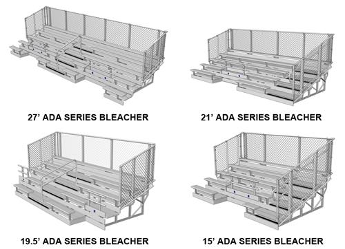 NRS ADA Series 5,8,10 Row Aluminum Bleachers Chainlink Guardrail