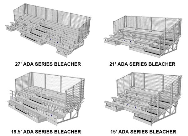 Bleacher Railing NRS ADA Series 5,8,10 Row Aluminum Bleachers Chainlink Guardrail ...