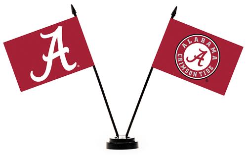 Collegiate Alabama Crimson Tide 2 Flag Desk Set