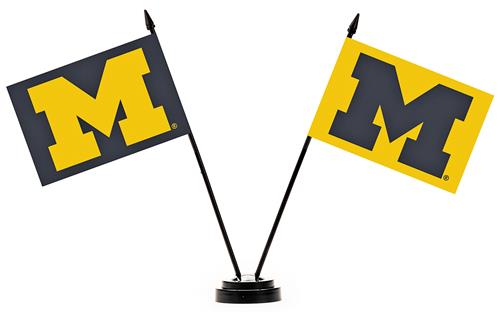 Collegiate Michigan Wolverines 2 Flag Desk Set