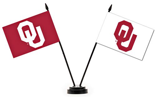 Collegiate Oklahoma Sooners 2 Flag Desk Set