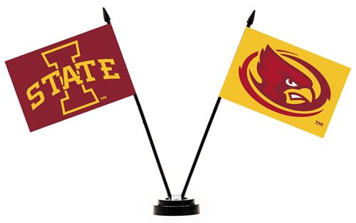 Collegiate Iowa State Cyclones 2 Flag Desk Set