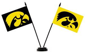 Collegiate Iowa Hawkeyes 2 Flag Desk Set