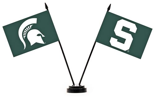 Collegiate Michigan State Spartans 2 Flag Desk Set