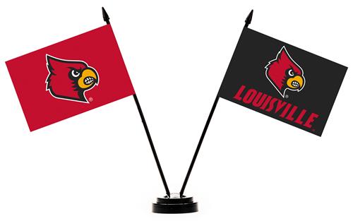 Collegiate Louisville Cardinals 2 Flag Desk Set