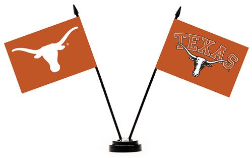 Collegiate Texas Longhorns 2 Flag Desk Set