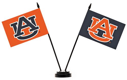 Collegiate Auburn Tigers 2 Flag Desk Set