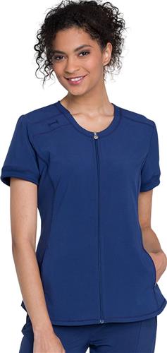 Cherokee Infinity Womens Zip Front V-Neck Top. Embroidery is available on this item.