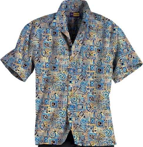 Blue Generation Adult Batik Tropical Camp Shirts