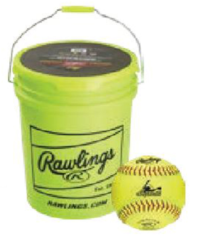 E139945 Rawlings 6 GA Youth Softball Ball/Bucket Combo
