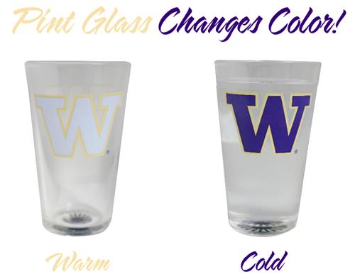 NCAA University of Washington Huskies ThermoC Logo Color Changing Pint Glass