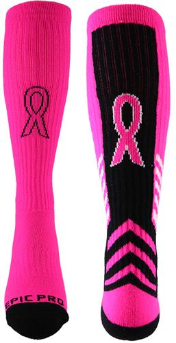 Over-The-Calf Breast Cancer Pink Top Rank Pink Ribbon Socks PAIR