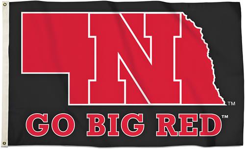 Collegiate Nebraska 3'x5' Flag w/State Outline