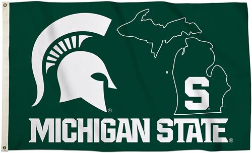 Collegiate Michigan St 3'x5' Flag w/State Outline