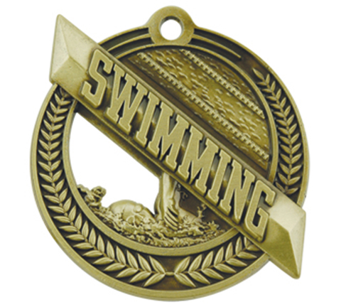 Hasty Award Wreath 2" Swimming Medal. Personalization is available on this item.