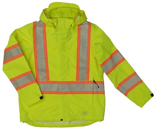 Work King Adult Hi-Vis Packable Safety Rain Jacket